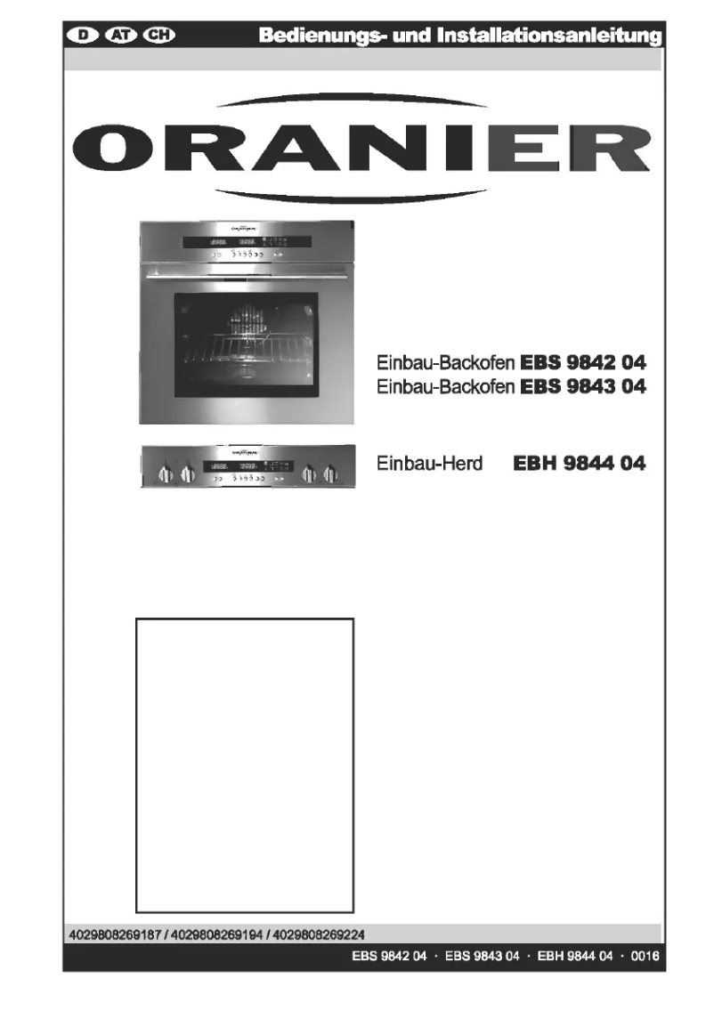 Page n°1 - Manuel utilisateur Oranier EBS 9842 04