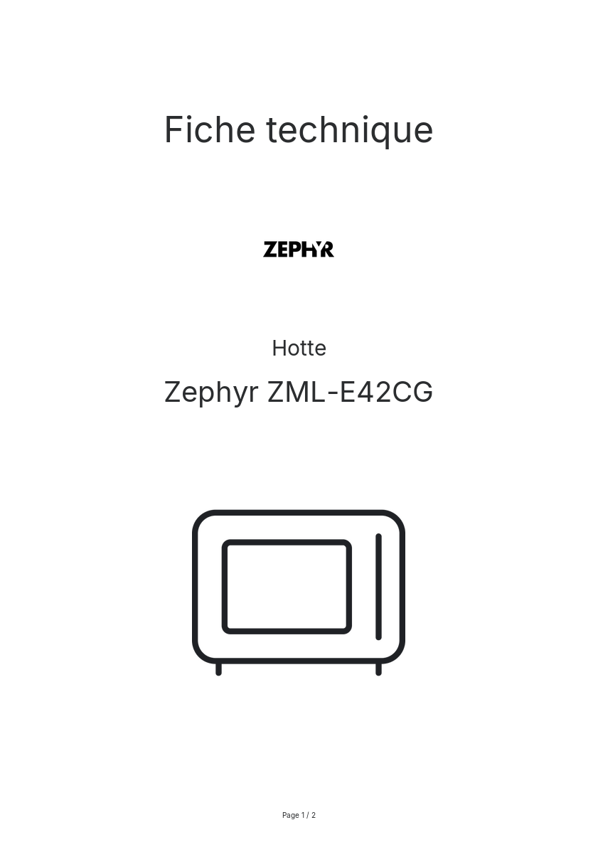 Page n°1 - Fiche technique Zephyr ZML-E42CG