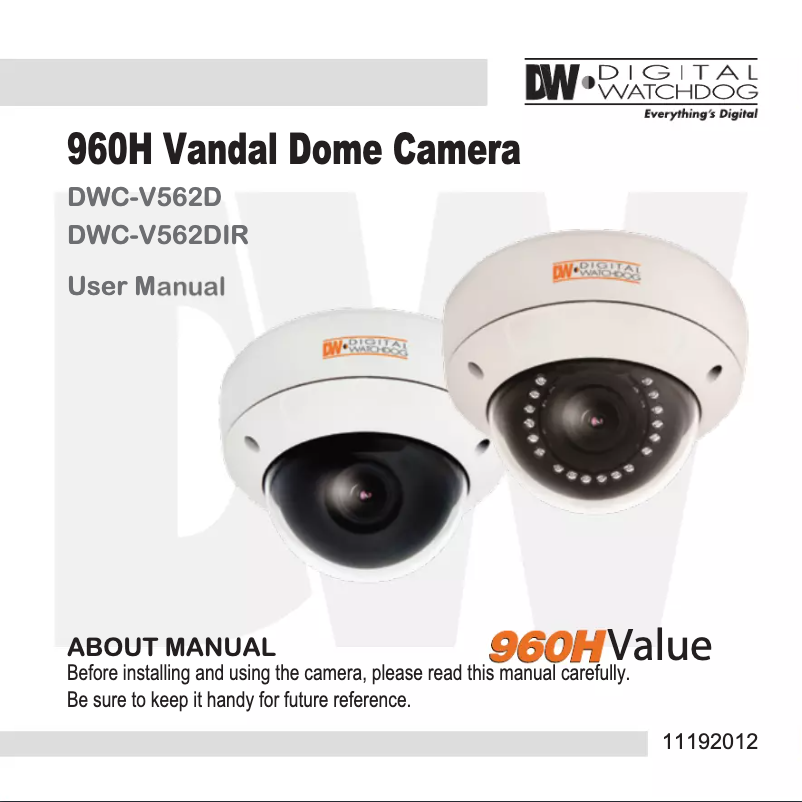 Page n°1 - Manuel utilisateur Digital Watchdog Value 960H DWC-V562D