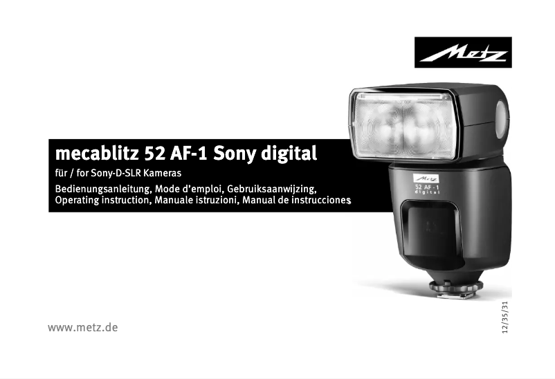 Page n°1 - Manuel utilisateur Metz Mecablitz 52 AF-1 Sony digital