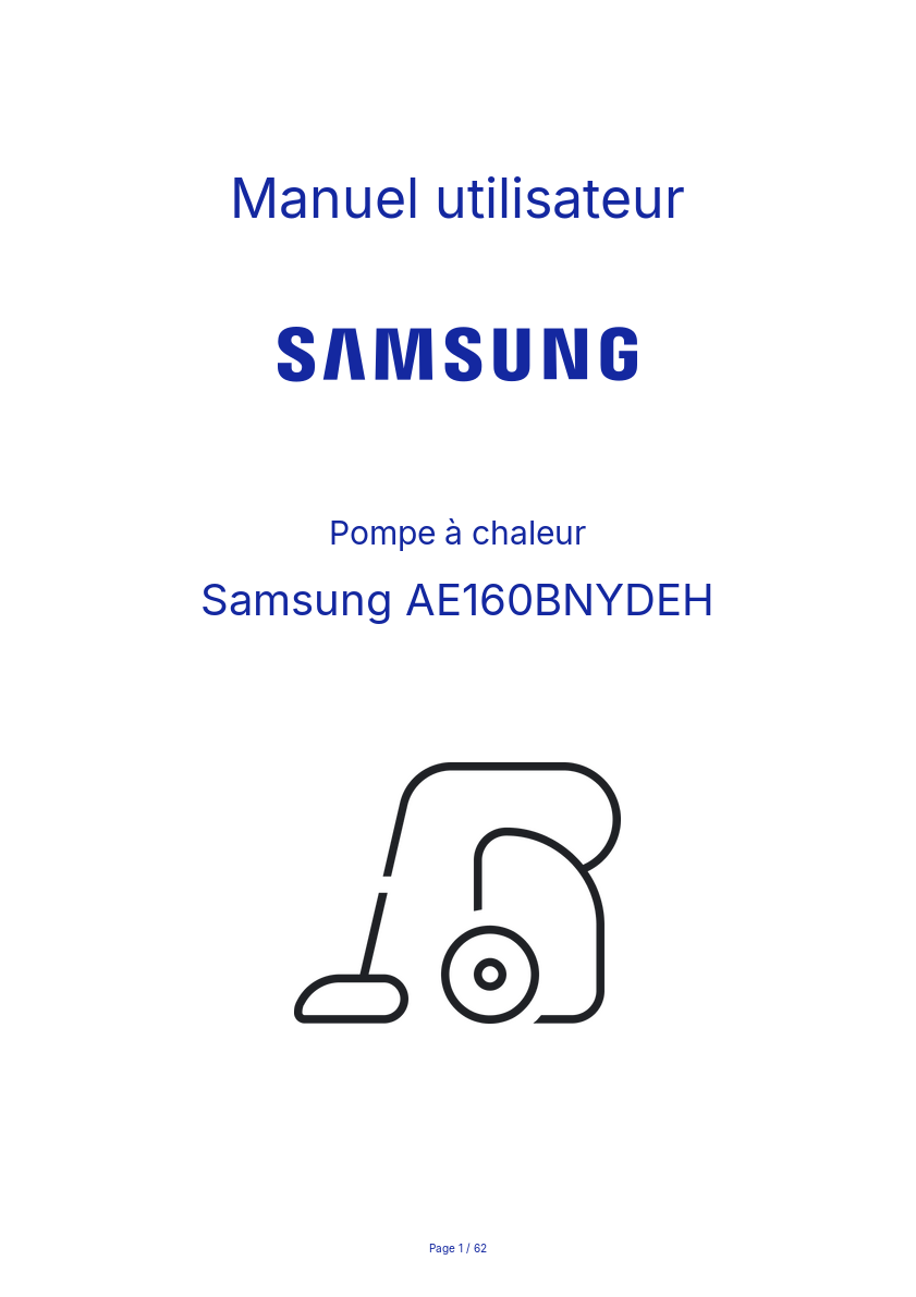 Page n°1 - Manuel utilisateur Samsung AE160BNYDEH