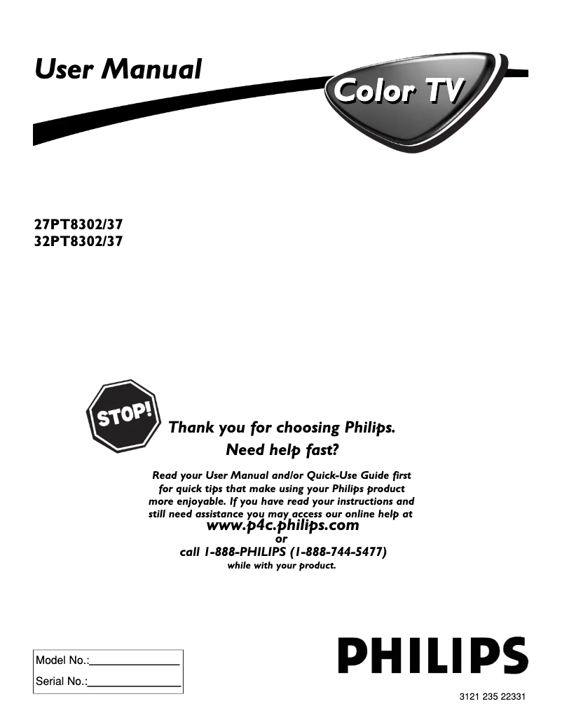 Page n°1 - Manuel utilisateur Philips 32PT8302