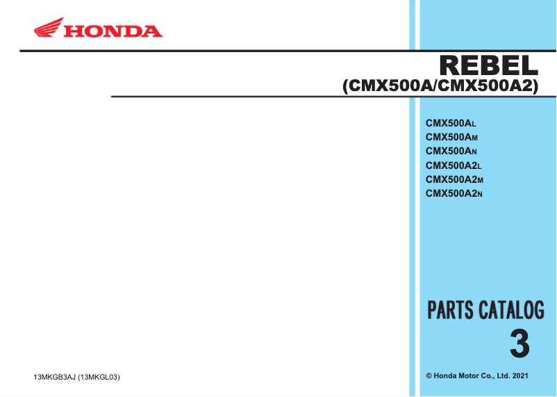 Page 1 of the manual Catalogue Honda Rebel CMX500A (2020)
