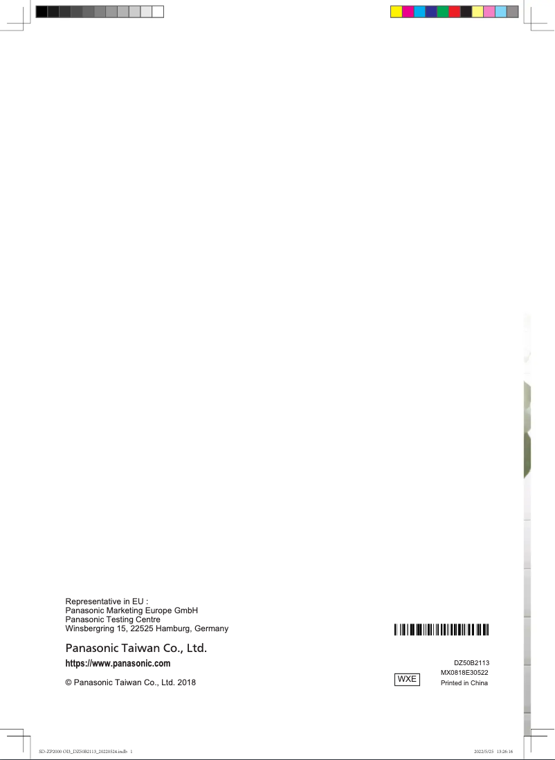 Page n°1 - Manuel utilisateur Panasonic SD-ZP2000