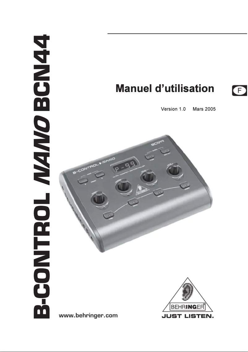 Page n°1 - Manuel utilisateur Behringer B-Control Nano BCN44