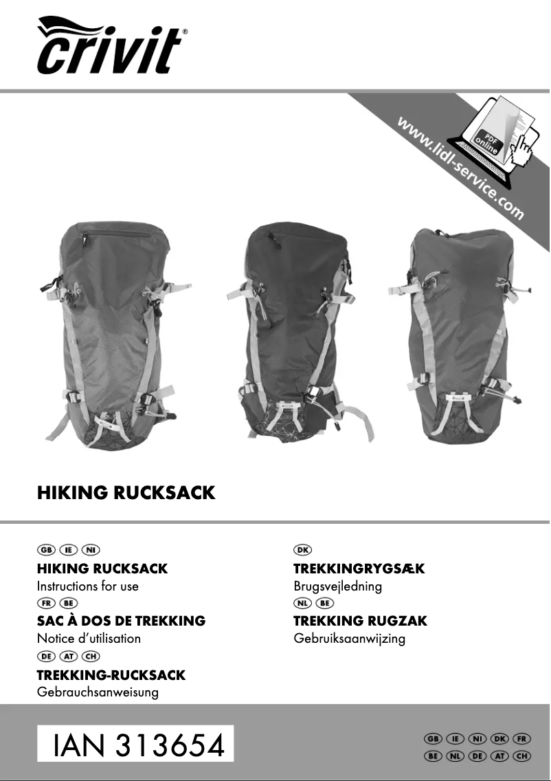 Page 1 de la notice Manuel utilisateur Crivit IAN 313654