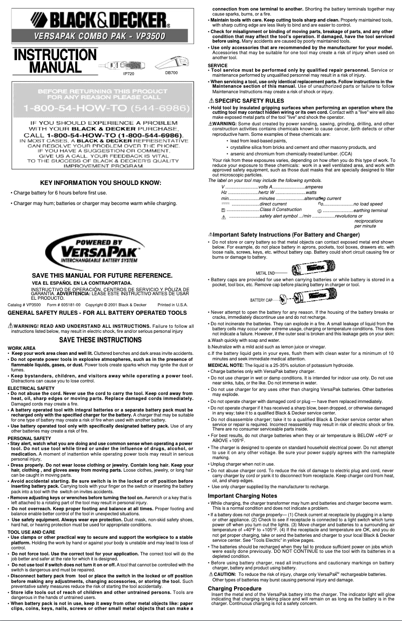 Image de la première page du manuel de l'appareil VP3500