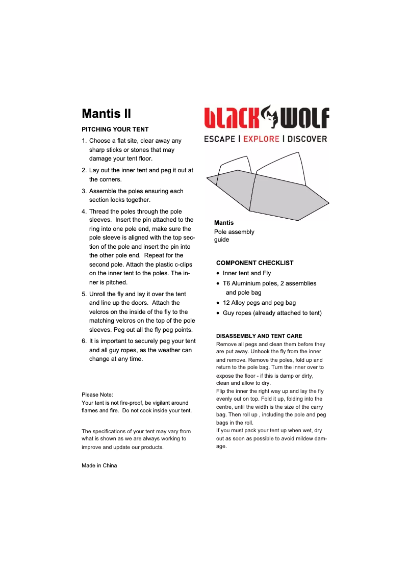 Image de la première page du manuel de l'appareil Mantis Ultralight 2