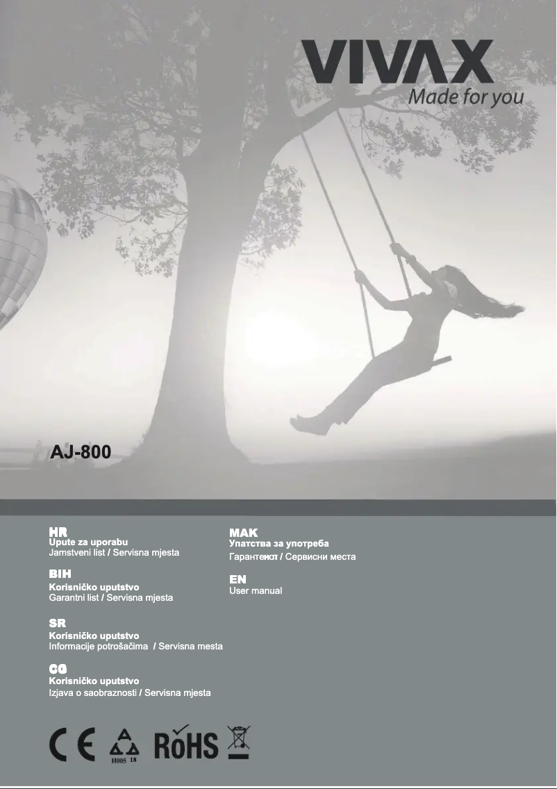 Page 1 of the manual User Manual Vivax AJ-800