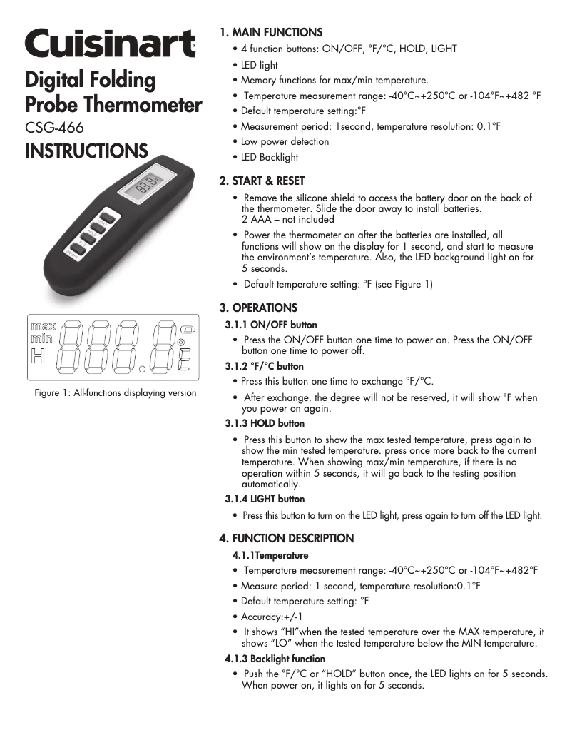 Page n°1 - Manuel utilisateur Cuisinart CSG-466