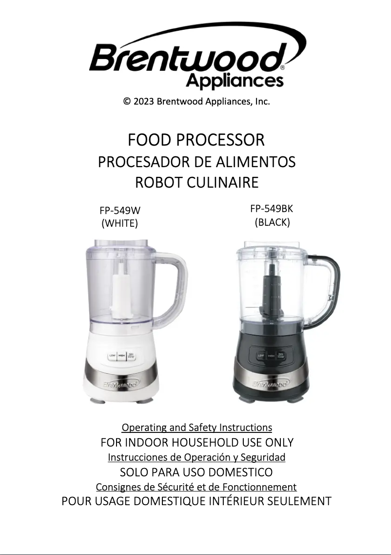 Page n°1 - Manuel utilisateur Brentwood FP-549BK