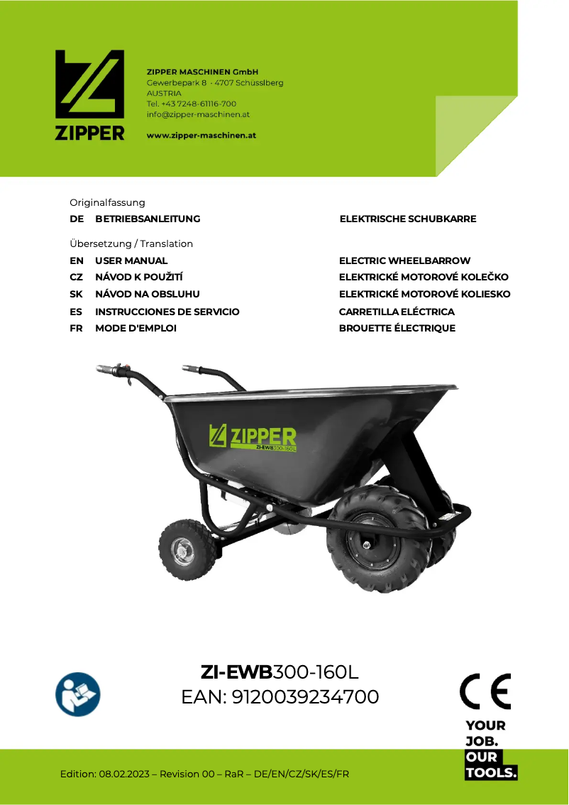 Page n°1 - Manuel utilisateur Zipper ZI-EWB300-160L