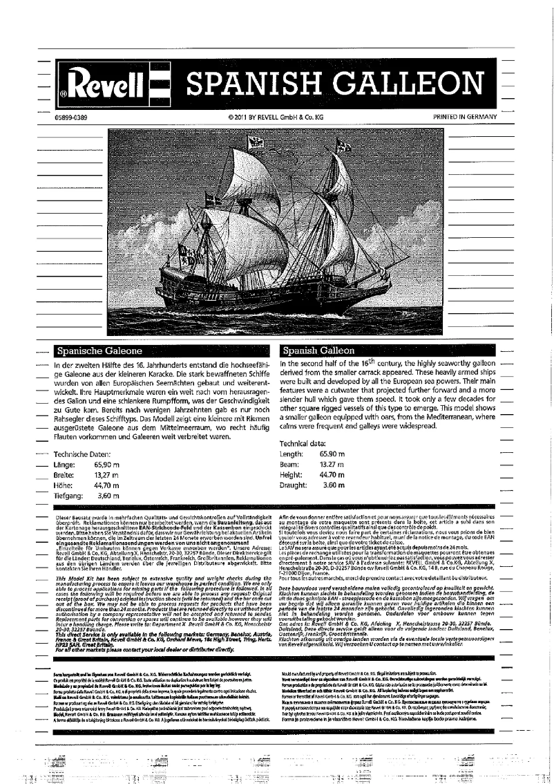 Image de la première page du manuel de l'appareil Spanish Galleon