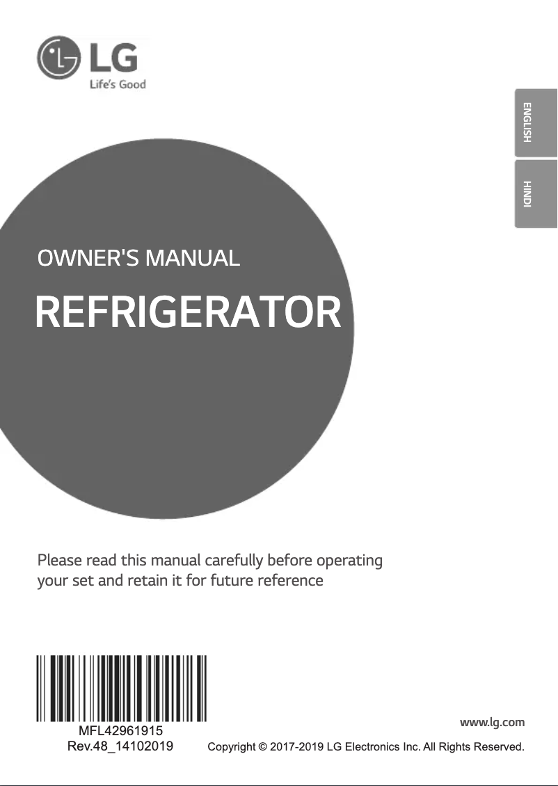 Page 1 de la notice Manuel utilisateur LG GL-B181RPRC