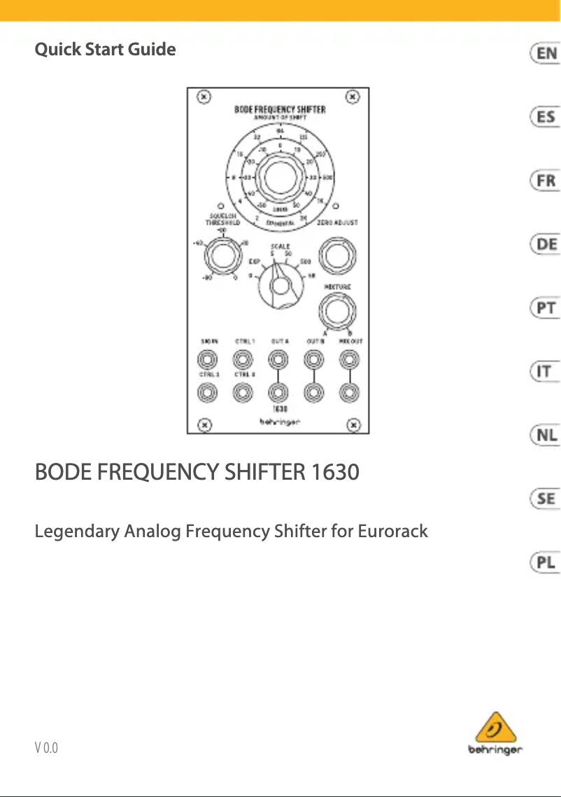 Page n°1 - Manuel utilisateur Behringer Bode Frequency Shifter 1630