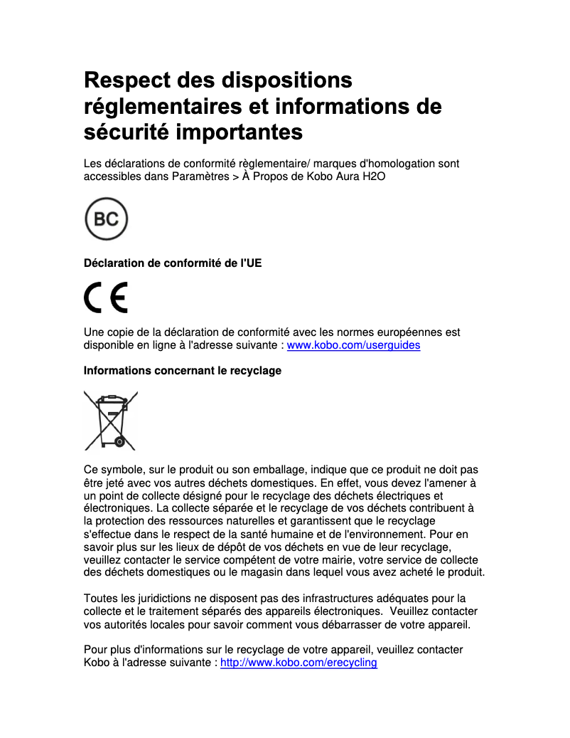 Image de la première page du manuel de l'appareil Aura H2O