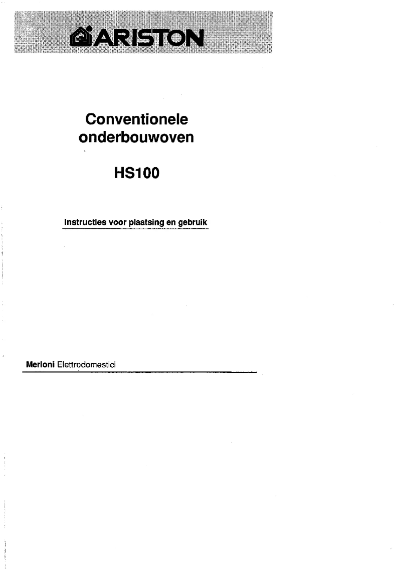Page 1 de la notice Manuel utilisateur Ariston Thermo HS 100