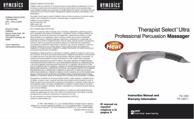 Page n°1 - Manuel utilisateur Homedics PA-100H