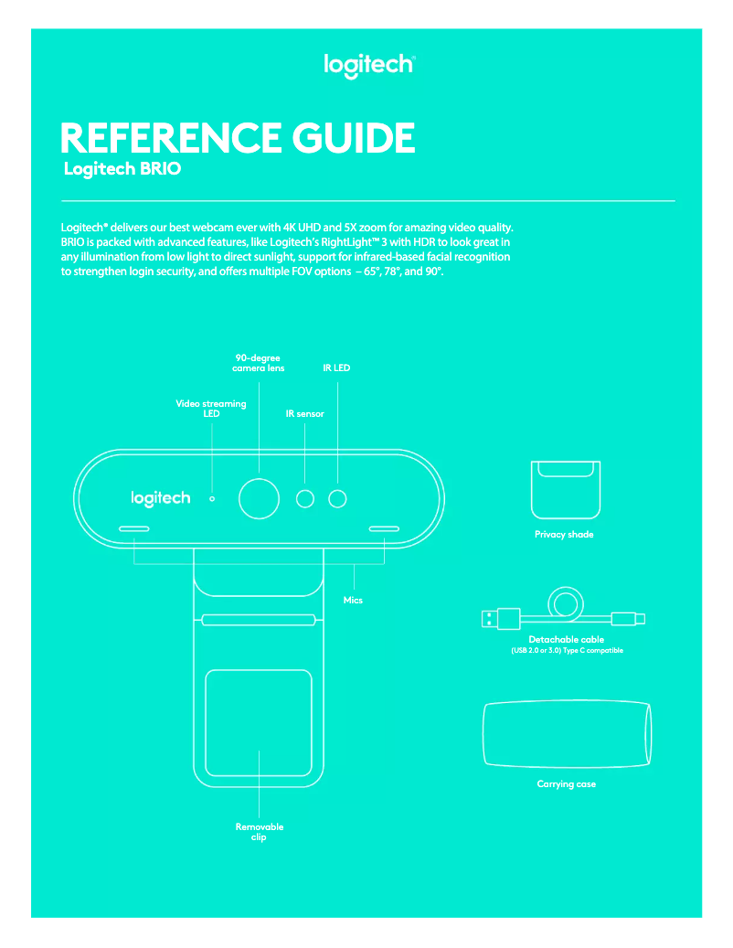 Page 1 de la notice Manuel utilisateur Logitech Brio Webcam