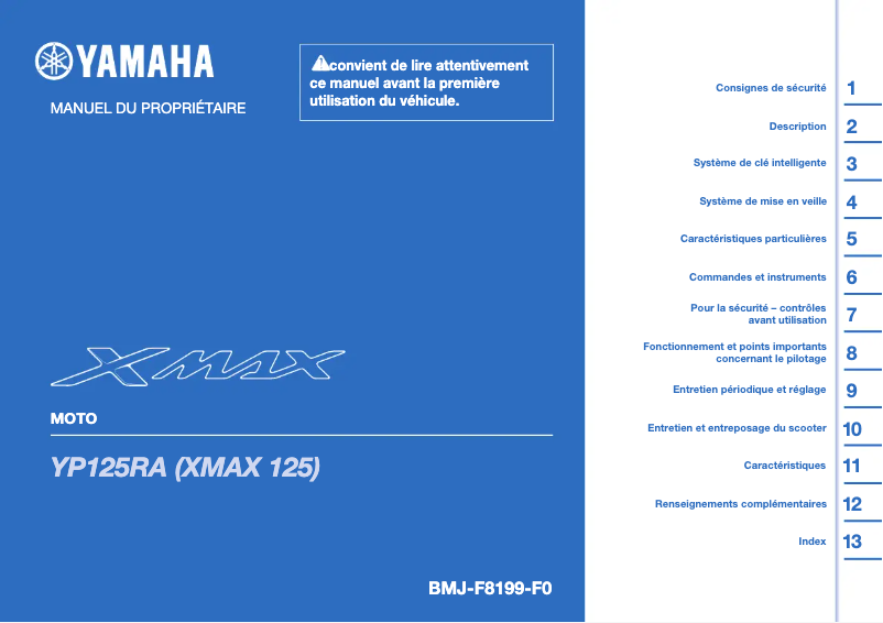 Page n°1 - Manuel utilisateur Yamaha XMAX 125 (2023)
