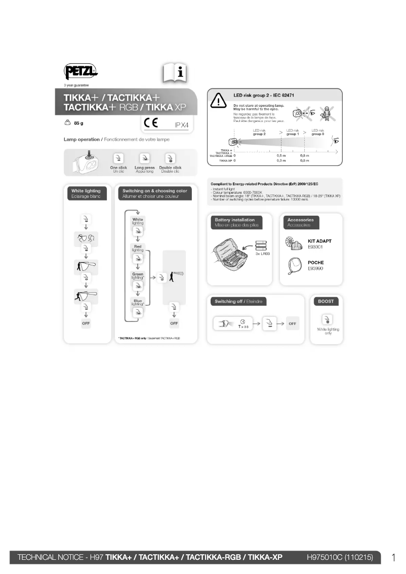 Image de la première page du manuel de l'appareil Tikka +