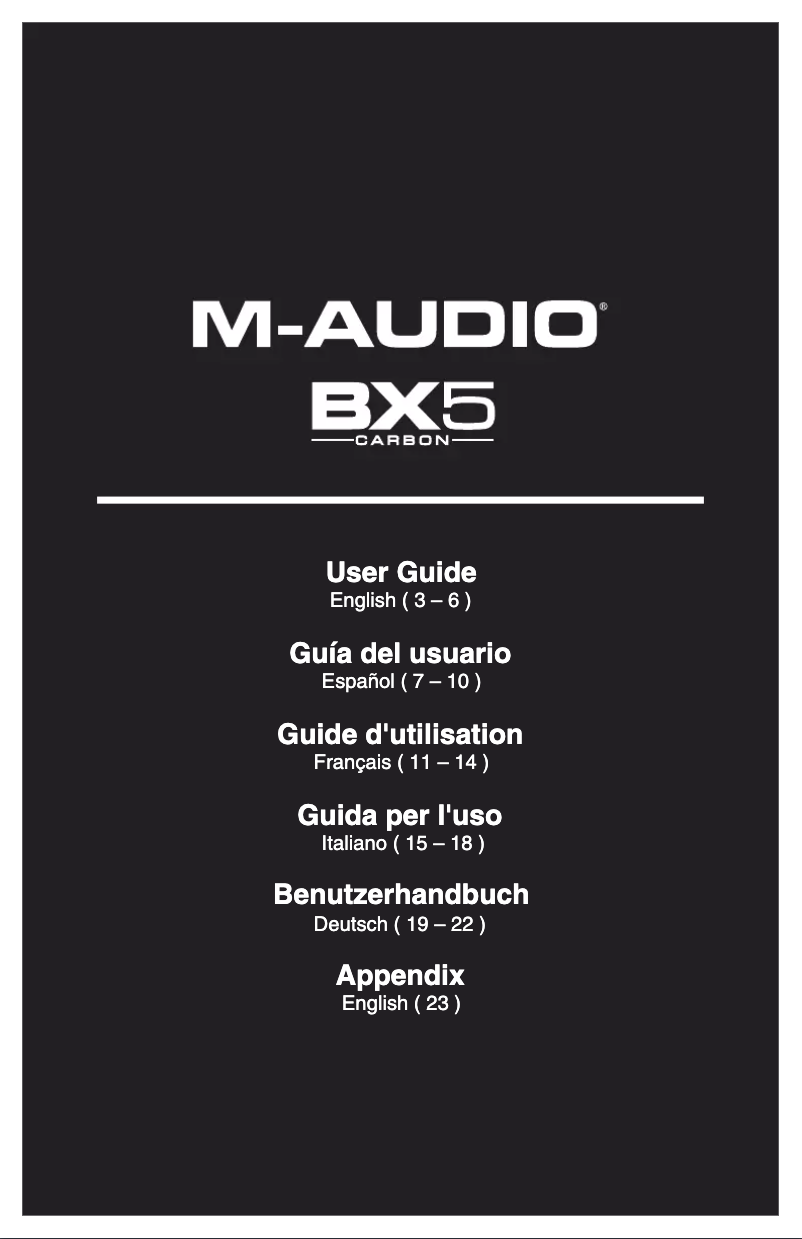 Page 1 de la notice Manuel utilisateur M-Audio BX5 Carbon
