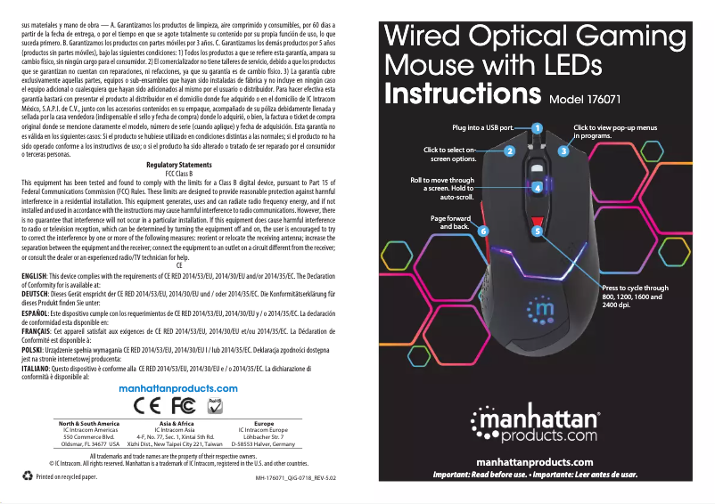 Page 1 de la notice Manuel utilisateur Manhattan 176071