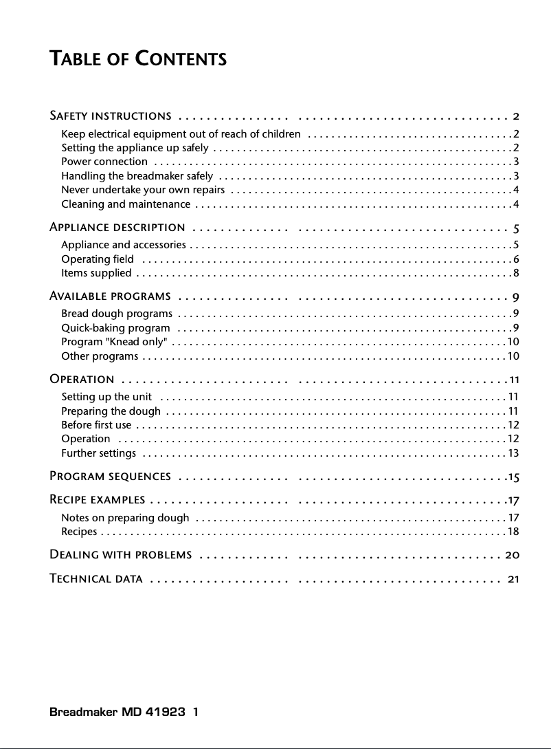 Page 1 de la notice Manuel utilisateur Medion MD 41923
