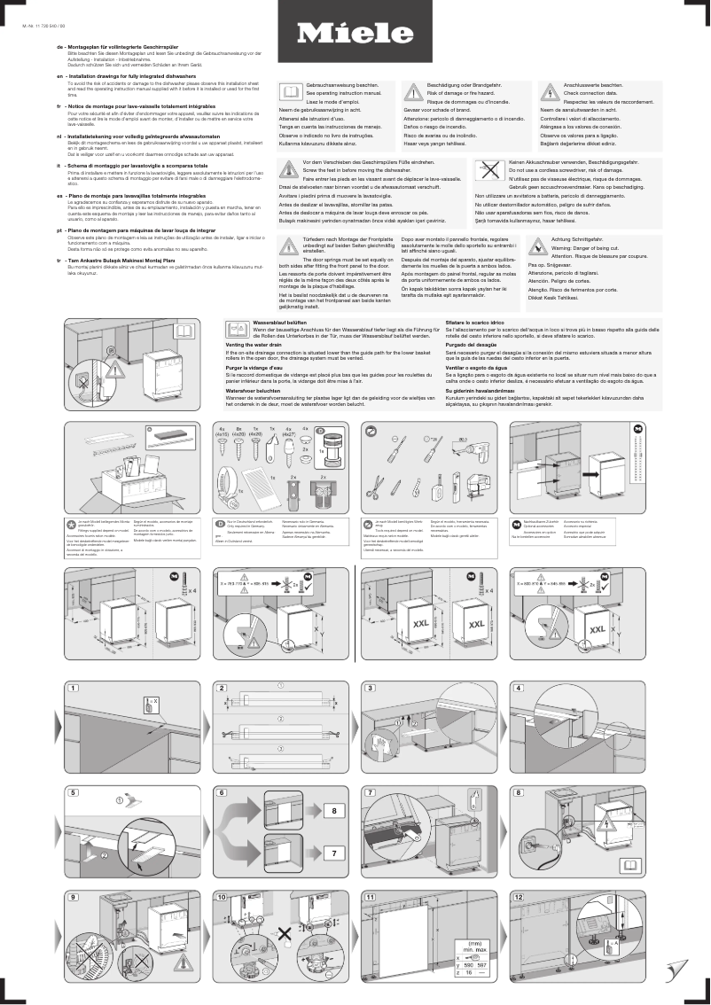 Page 1 de la notice Instructions / montage Miele G 7590 SCVi AutoDos