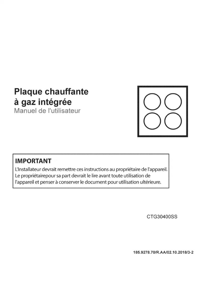 Image de la première page du manuel de l'appareil CTG30400SS