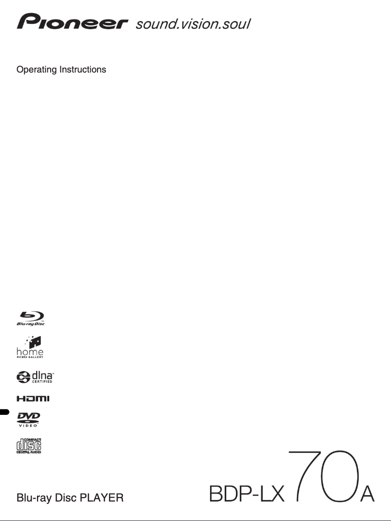 Page 1 de la notice Manuel utilisateur Pioneer BDP-LX70A