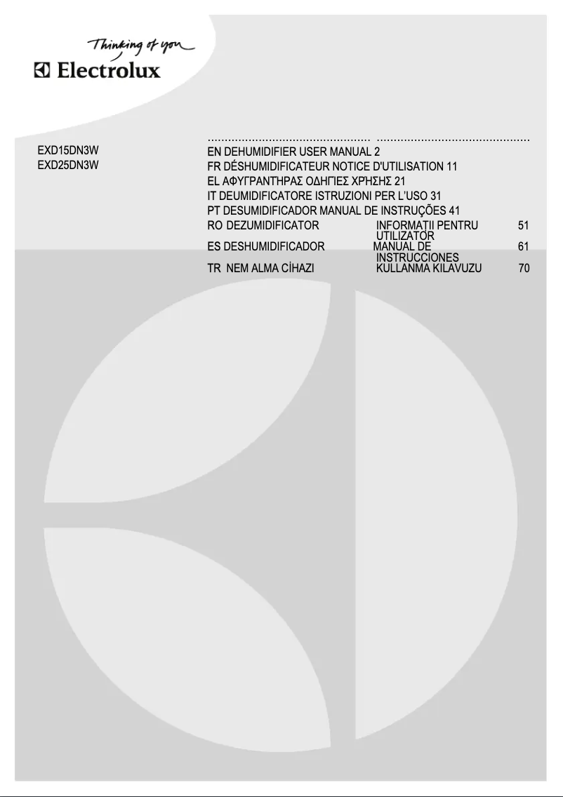 Image de la première page du manuel de l'appareil EXD15DN3W