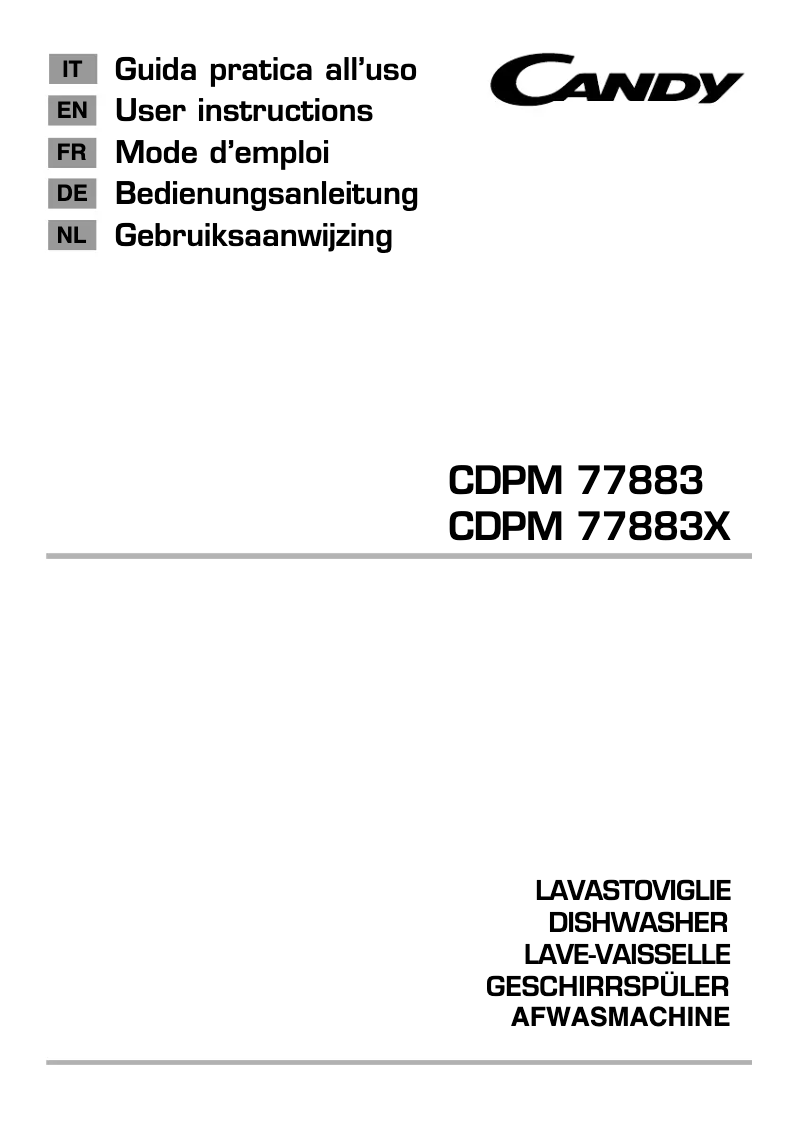 Page 1 de la notice Manuel utilisateur Candy CDPM 77883 X