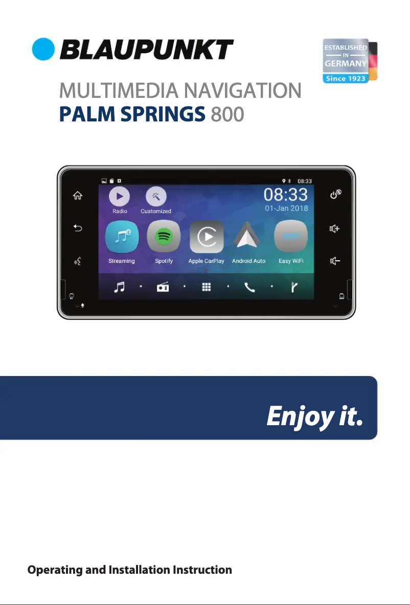 Image de la première page du manuel de l'appareil Palm Springs 800