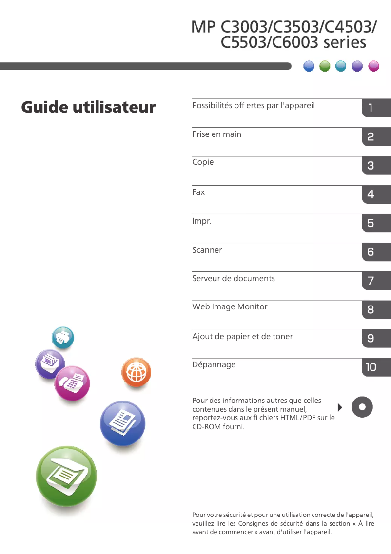 Page 1 de la notice Manuel utilisateur Ricoh Aficio MP C4503