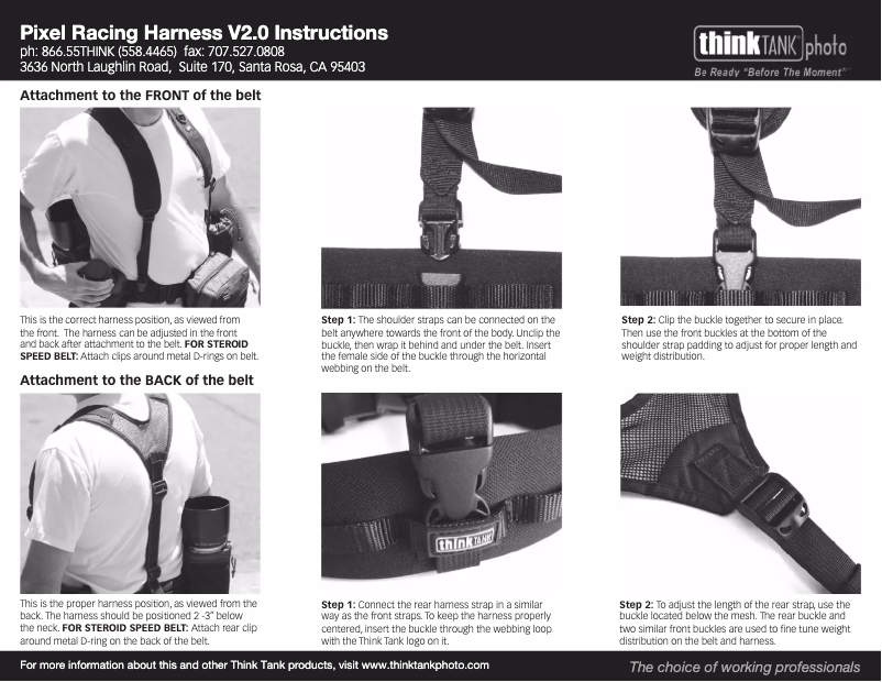 Page n°1 - Manuel utilisateur Think Tank Pixel Racing Harness V2.0