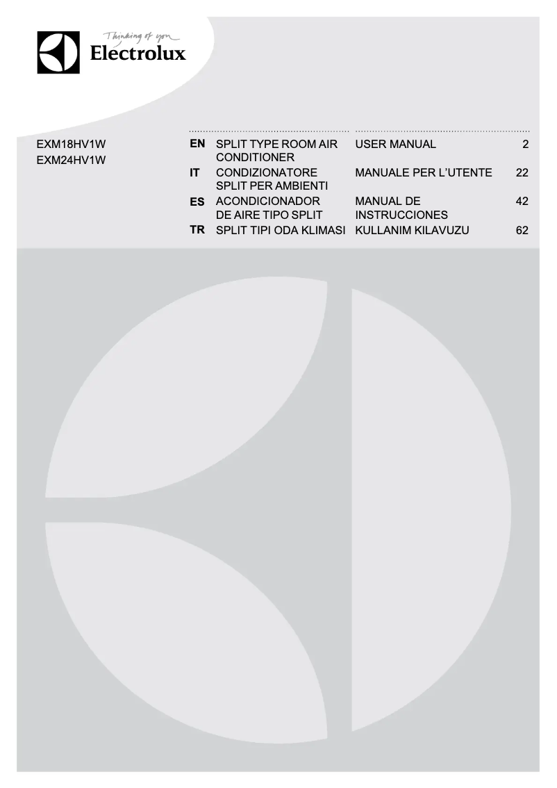 Page 1 de la notice Manuel utilisateur Electrolux EXM12HV1WI
