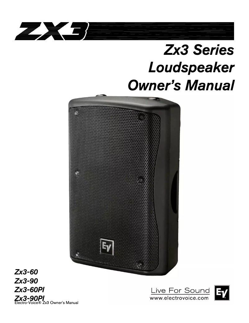 Página 1 del manual Manual de usuario Electro-Voice Zx3-90B