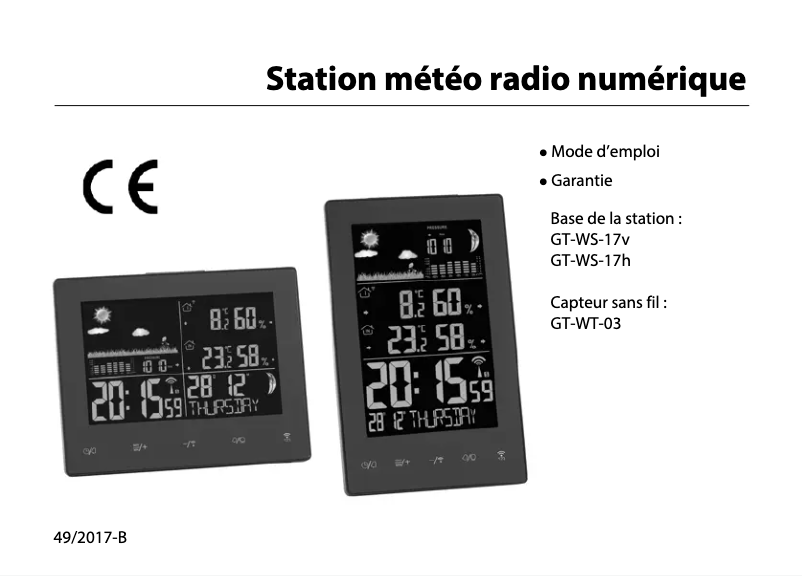 Page 1 de la notice Manuel utilisateur PANA GT-WS-17h