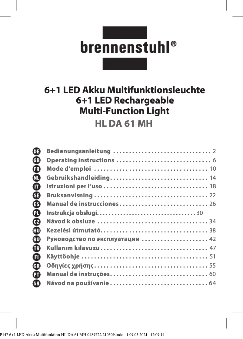 Page 1 de la notice Manuel utilisateur Brennenstuhl HL DA 61 MH