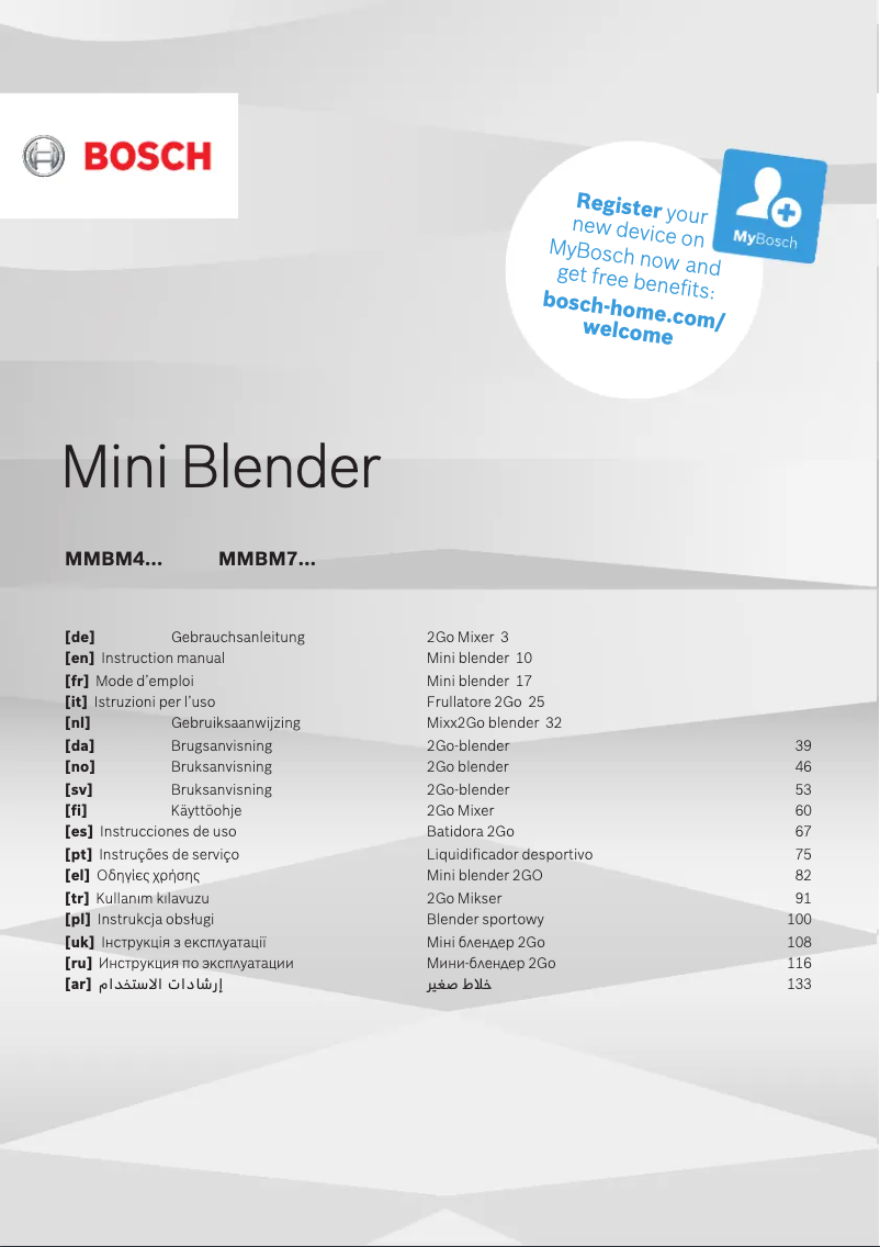 Page n°1 - Manuel utilisateur Bosch VitaStyle MMBM7G2M