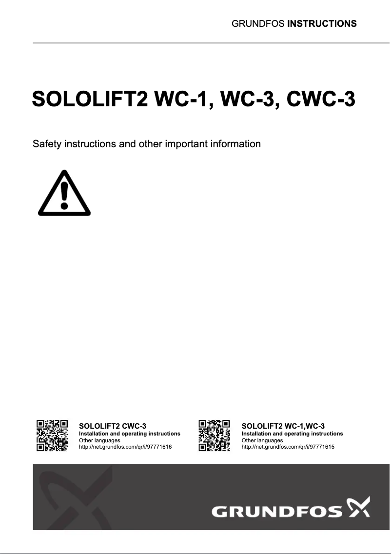 Page n°1 - Guide d'installation Grundfos Sololift2 D-2