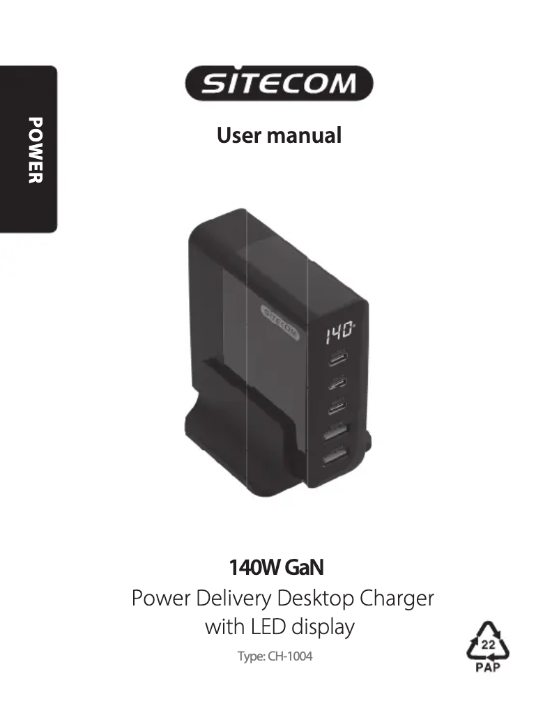 Page 1 de la notice Manuel utilisateur Sitecom CH-1004