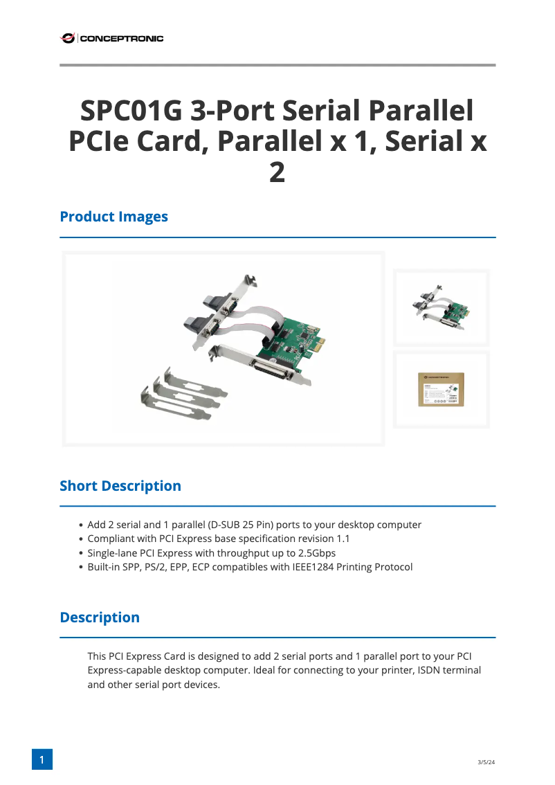Image de la première page du manuel de l'appareil SPC01G