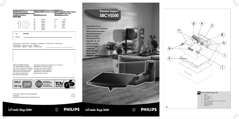 Page 1 de la notice Fiche technique Philips SBCVS500
