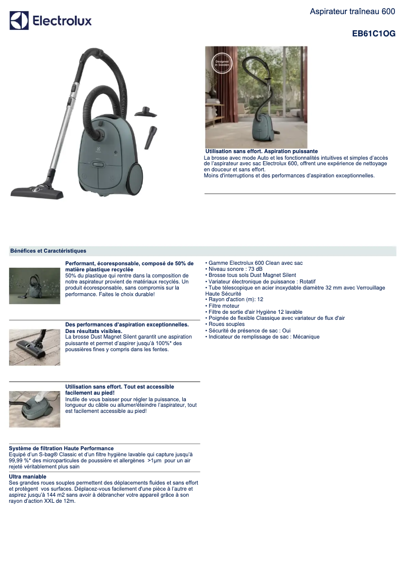 Page 1 de la notice Manuel utilisateur Electrolux EB61C1OG