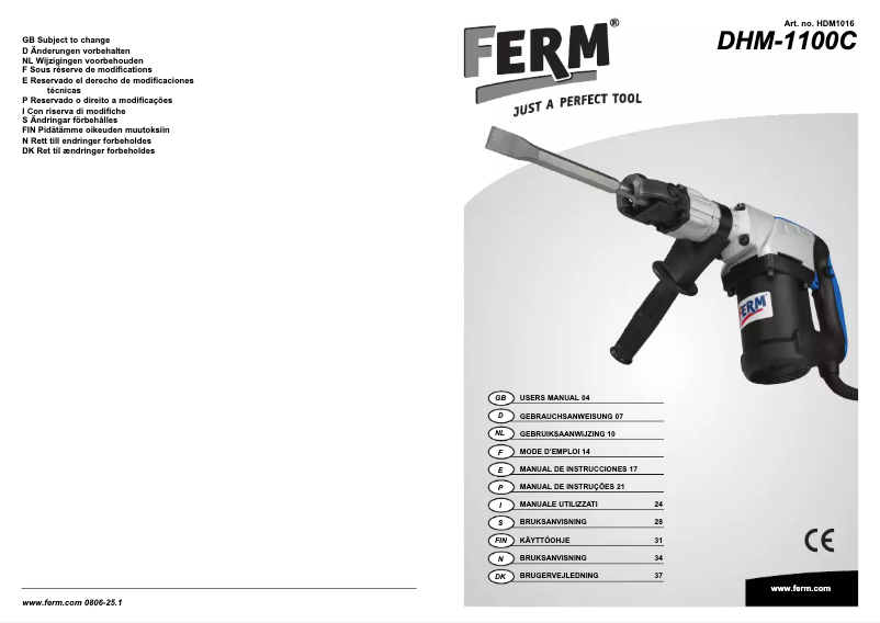 Page n°1 - Manuel utilisateur Ferm DHM-1100C