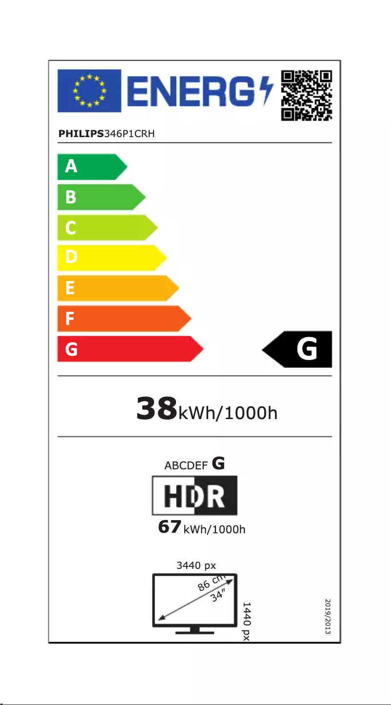 Page 1 de la notice Label énergétique Philips P Line 346P1CRH