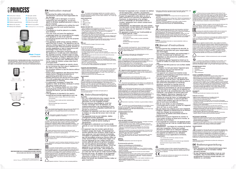 Página 1 del manual Manual de usuario Princess Power Chopper 221051