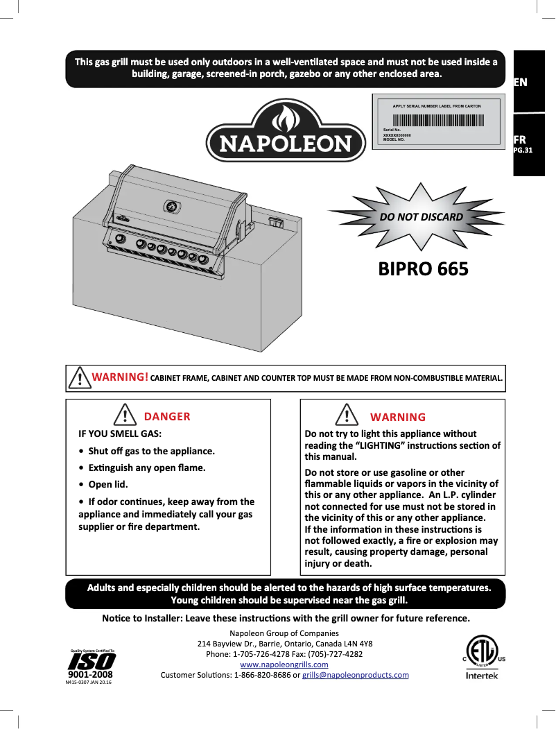 Image de la première page du manuel de l'appareil BIPRO665RBN-2
